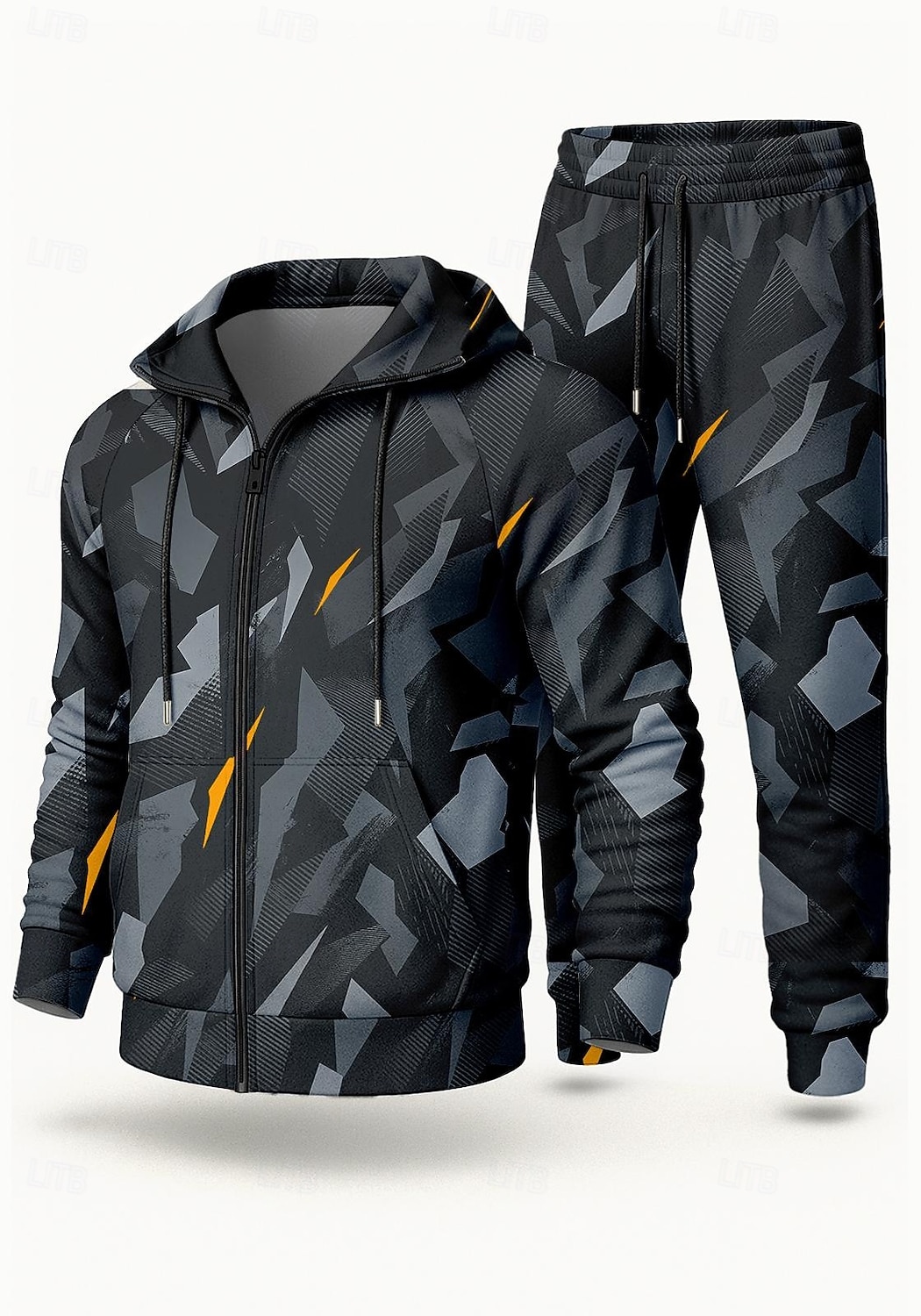 Муж. Толстовка Спортивный костюм Комплект спортивной одежды Кулиска Застегнуться Геометрия Наборы одежды Осень Зима Тёмно-синий Темно-серый Назначение На открытом воздухе Путешествия Легкость Мода 2026 - $47.99 –P6