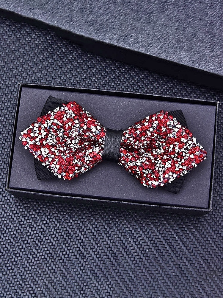 Мужской галстук-бабочка из полиэстера с блестками и кристаллами, доступен в нескольких цветах, идеально подходит для свадеб и вечерних мероприятий. 2026 - $11.99 –P7