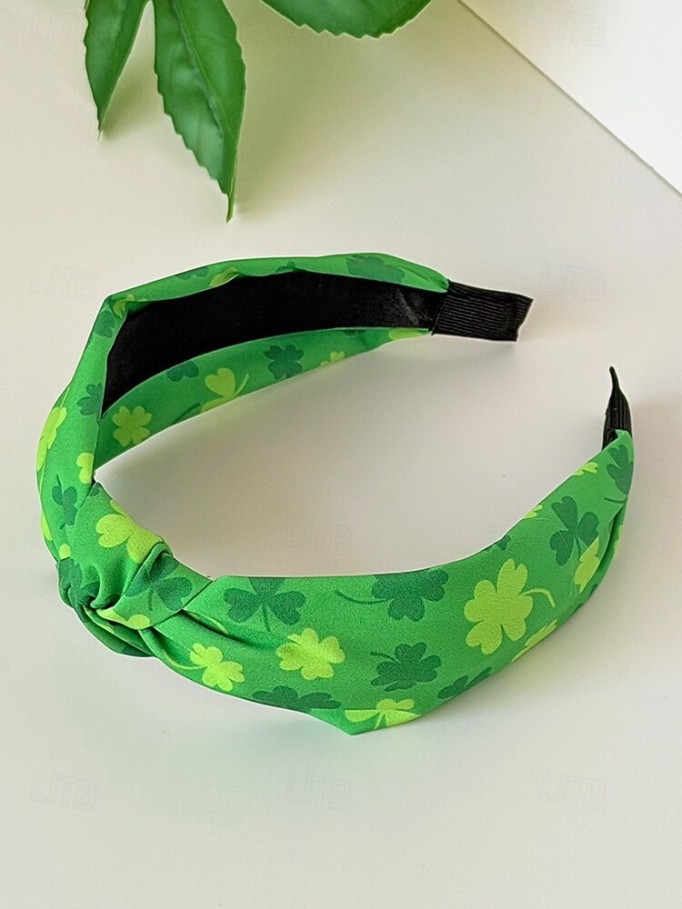 Dameshaarbanden van polyester met klavertjesvier, zacht knoopdesign, verschillende klavertjesvormen, lichtgewicht en comfortabele haaraccessoires, perfect voor St. Patrick's Day-vieringen en dagelijks gebruik. 2026 - QAR 35.07 –P9