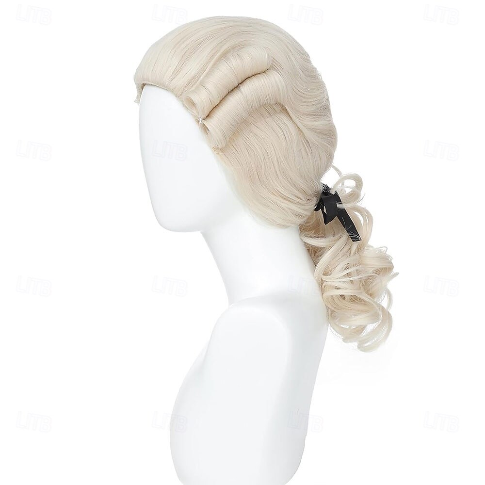 parrucca sintetica riccia con coda di cavallo parrucca di media lunghezza beige capelli sintetici uomo alla moda morbido bianco naturale del 2026 a $23.99 –P1