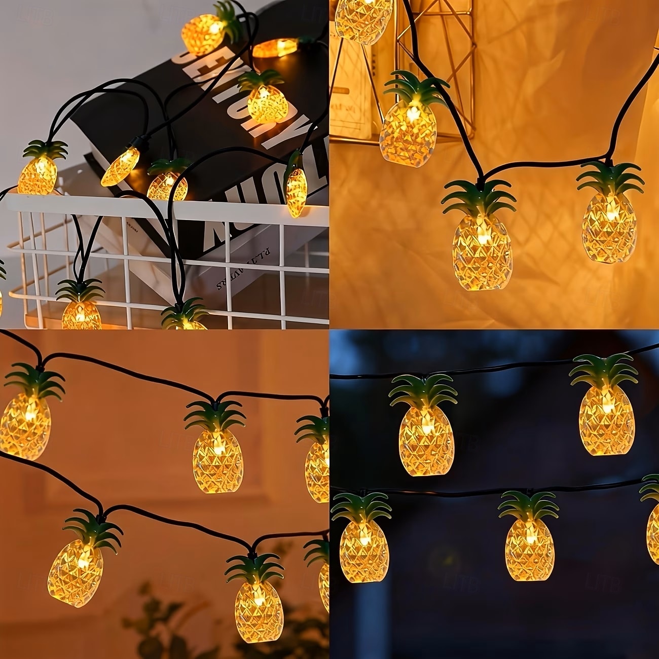 Guirnalda de luces solares con forma de piña, 30 LED, luces tropicales de verano de 4,5 m, ideal para patios, familias, bodas, dormitorios, cumpleaños y decoración de jardines tropicales hawaianos. 2026 - $25.99 –P3