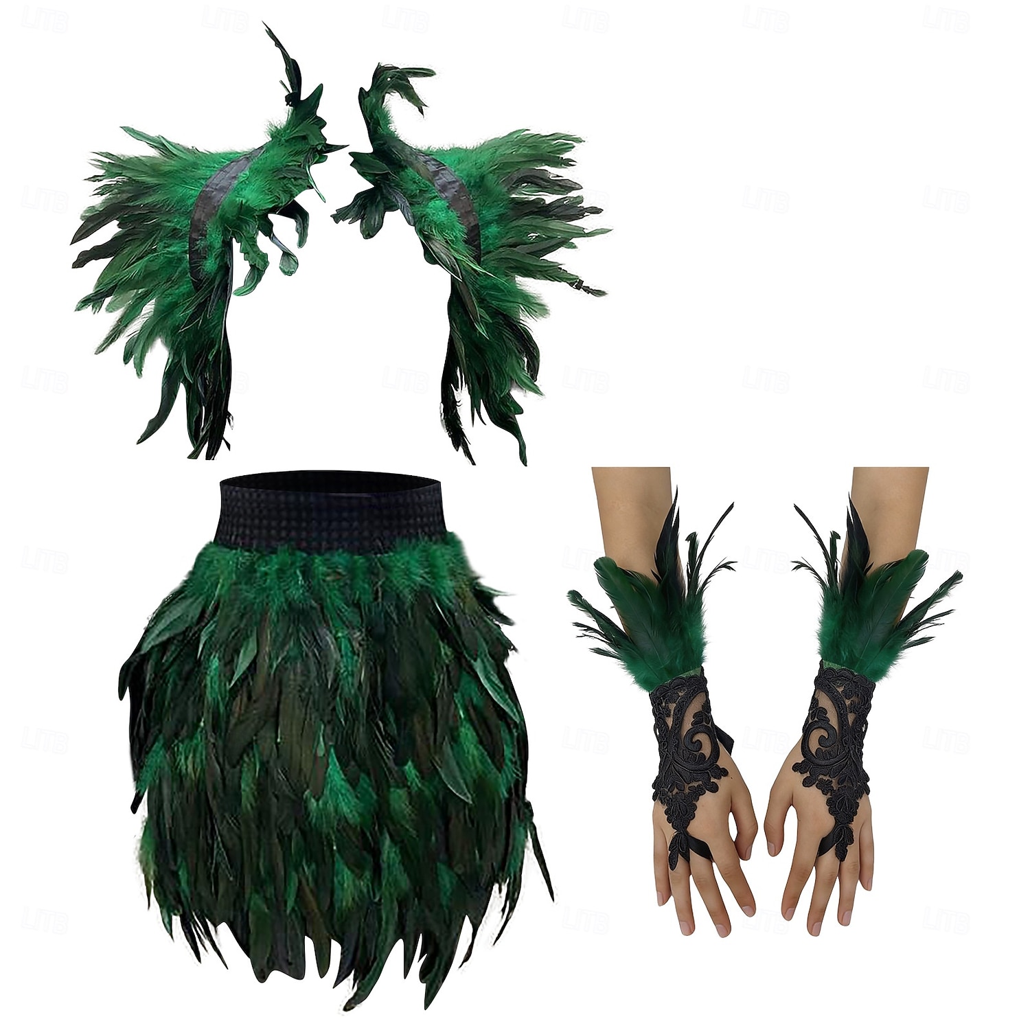 Accessori Samba Carnevale 2026 Rio Carnevale 3 pezzi Set Costume Donna Piume Rosse Mantello Gothic Gonna Mini  Guanti di Pizzo Costume per Festival in Brasile del 2026 a $47.99 –P2