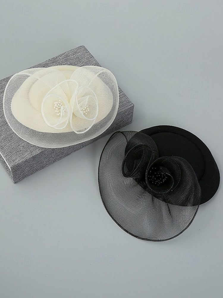 női poliészter kalap, többszínű virágos hálós koktél fejdísz, elegáns vintage stílus esküvőkre, esti vacsorákra, kerti partikra, versenyekre és hivatalos rendezvényekre 2026 - $11.99 –P6