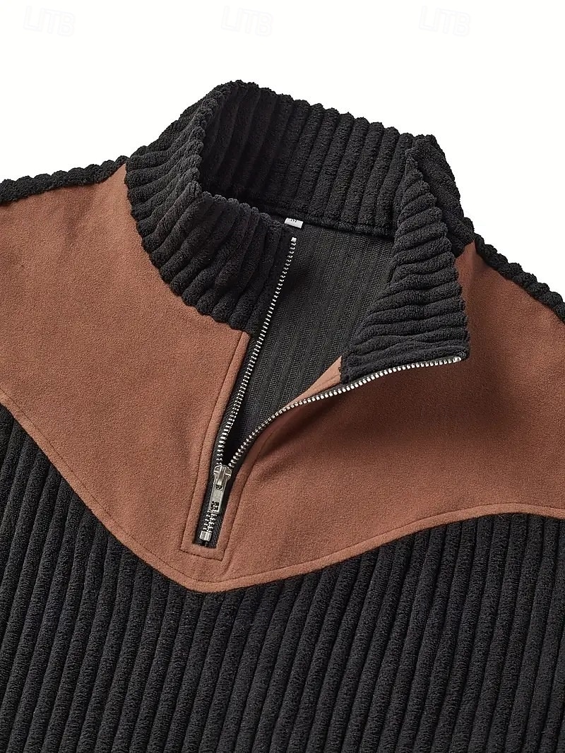 Hombre Polo Camisetas polo Vacaciones Calle Cremallera de un cuarto Manga Larga Moda Básico Bloque de color Retazos Bolsillo Otoño invierno Ajuste regular Negro Blanco Color Caquí Verde Ejército Polo 2026 - $22.99 –P8