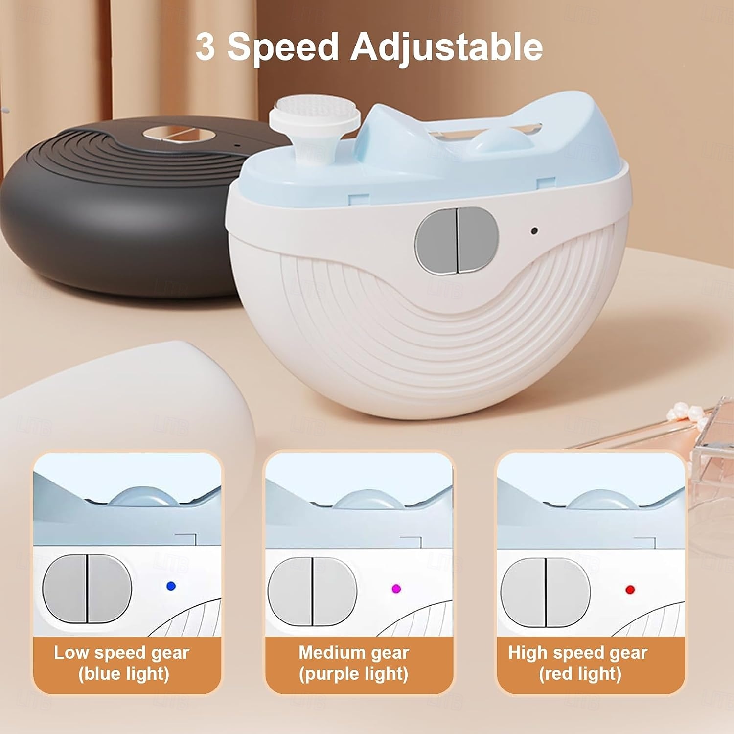 Cortauñas eléctrico para adultos mayores, 3 velocidades, potente cortauñas automático con pulidor, luz LED, recargable, para uñas de pies y manos. 2026 - $25 –P4