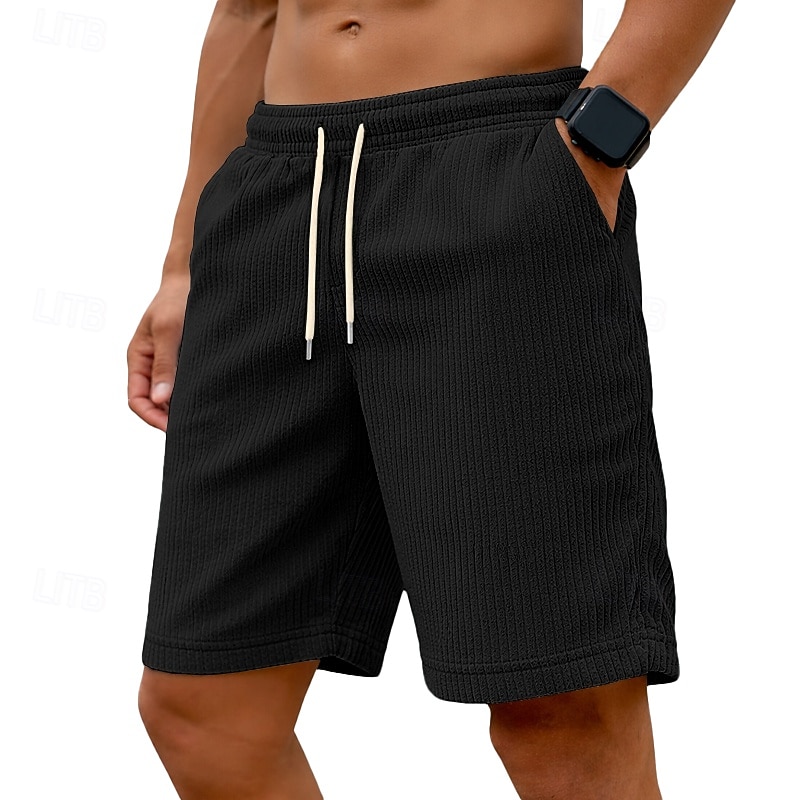 Per uomo Shorts Pantaloncini casual Pantaloncini di velluto a coste Tasca Elastico in vita Semplice Comodità Traspirante Sopra il ginocchio Casuale All'aperto Spiaggia Vacanza Moda Nero Bianco del 2026 a $20.99 –P4