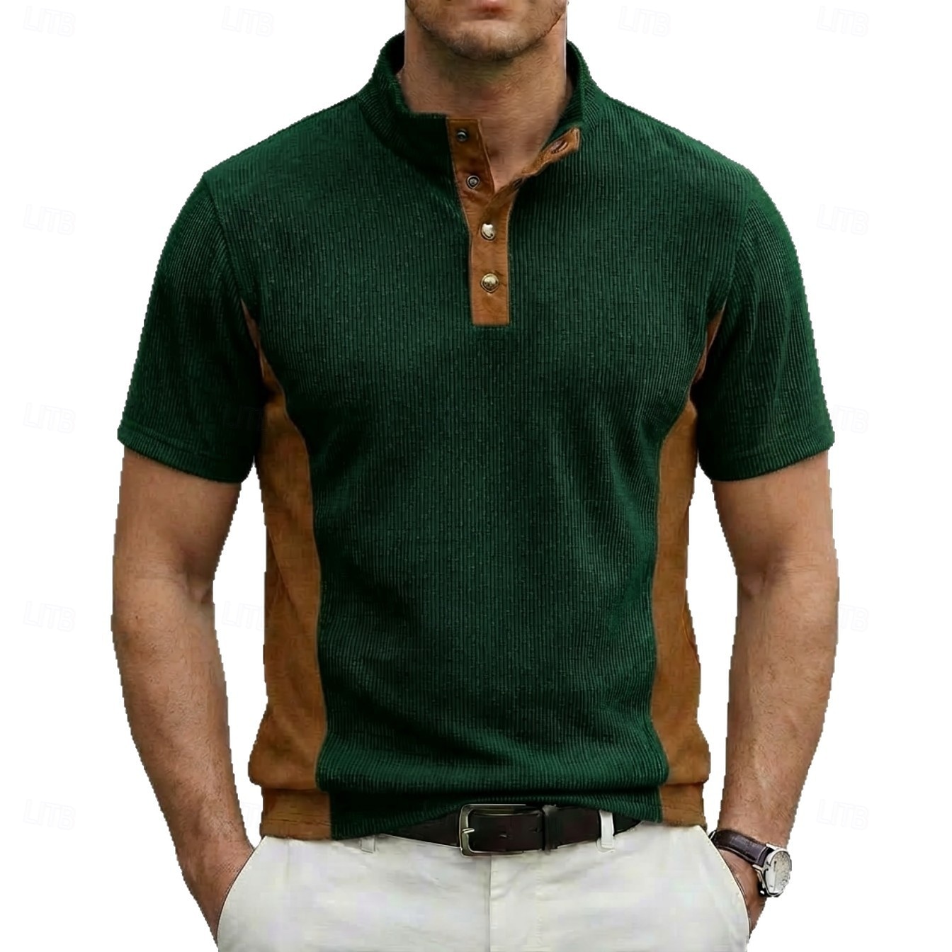 Per uomo Camicia di Velluto a Coste Maglia Henley Maglietta Manica Corta Tinta unica Semplice Testurizzato Moda Designer Casual Bottoni Collo alla coreana Henley Casuale Quotidiano All'aperto Estate del 2026 a $18.99 –P8