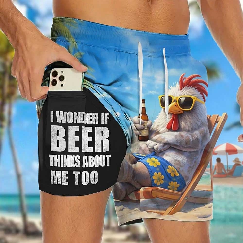 Per uomo Cartoni animati Ippopotamo Gergo divertente Pantaloncini foderati Pantaloncini da bagno 2 in 1 Pantaloncini da mare Misura del girovita medio Hawaiano Ferie Tasche Laterali Con Fodera a del 2026 a $22.99 –P2