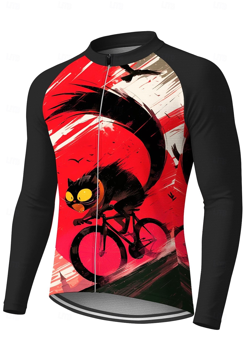 Homens Camisa para Ciclismo Jersey em declive Gato Personagem Cor de contraste Manga Longa Moto Camiseta Camisa / Roupas Para Esporte Roupas de Compressão com 3 bolsos traseiros Ciclismo de Montanha de 2026 por $32.99 –P10