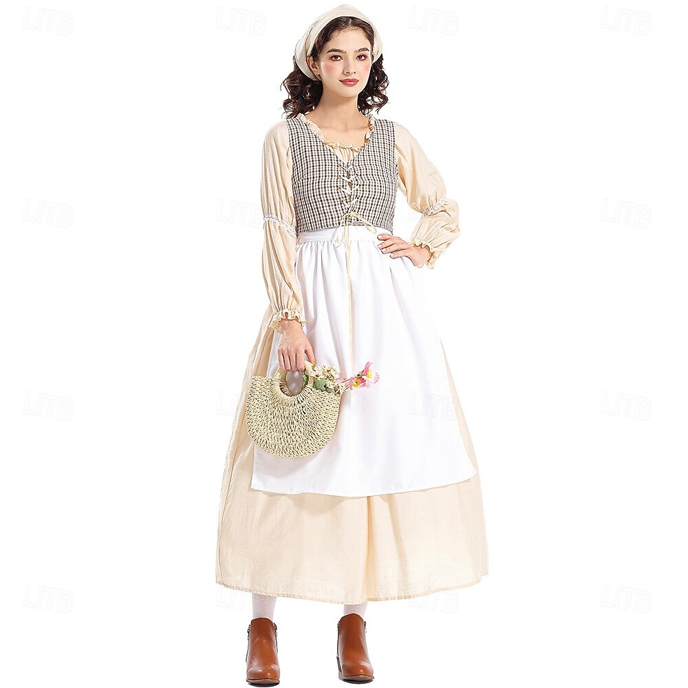 250º Aniversario de EE. UU. Siglo 19 década de 1800 Vestido de la pradera Conjunto de gorro y delantal Larga Chica pionera Colonial Pionero Guerra Revolucionaria Disfraz Mujer Víspera de Todos los 2026 - $58.99 –P3
