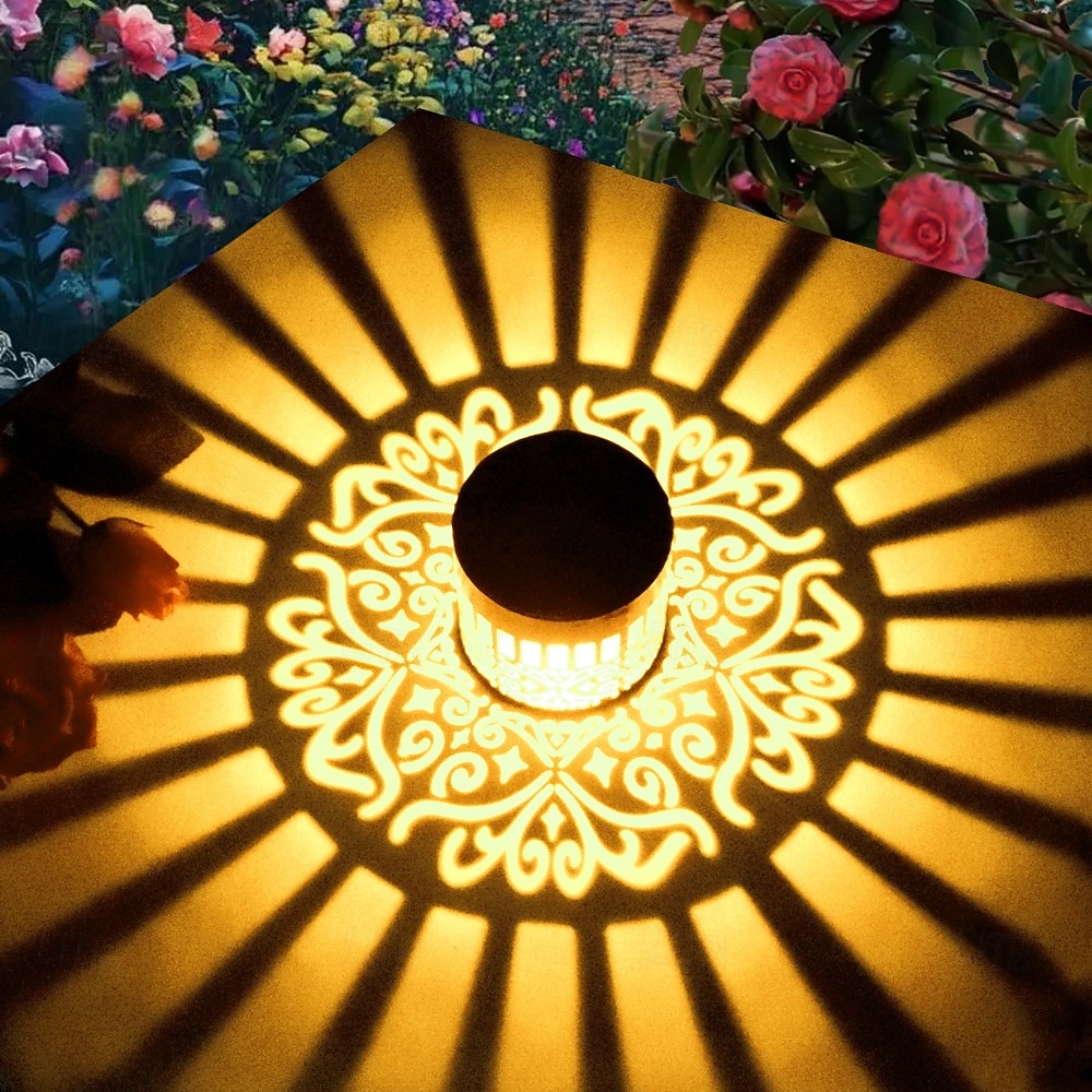 Conjunto de 2 luminárias solares de parede com projeção em metal vazado, com design mandala, classificação IP44 de resistência à água, luz branca quente, ideais para jardim, pátio, cerca, caminho, de 2026 por $29.99 –P10