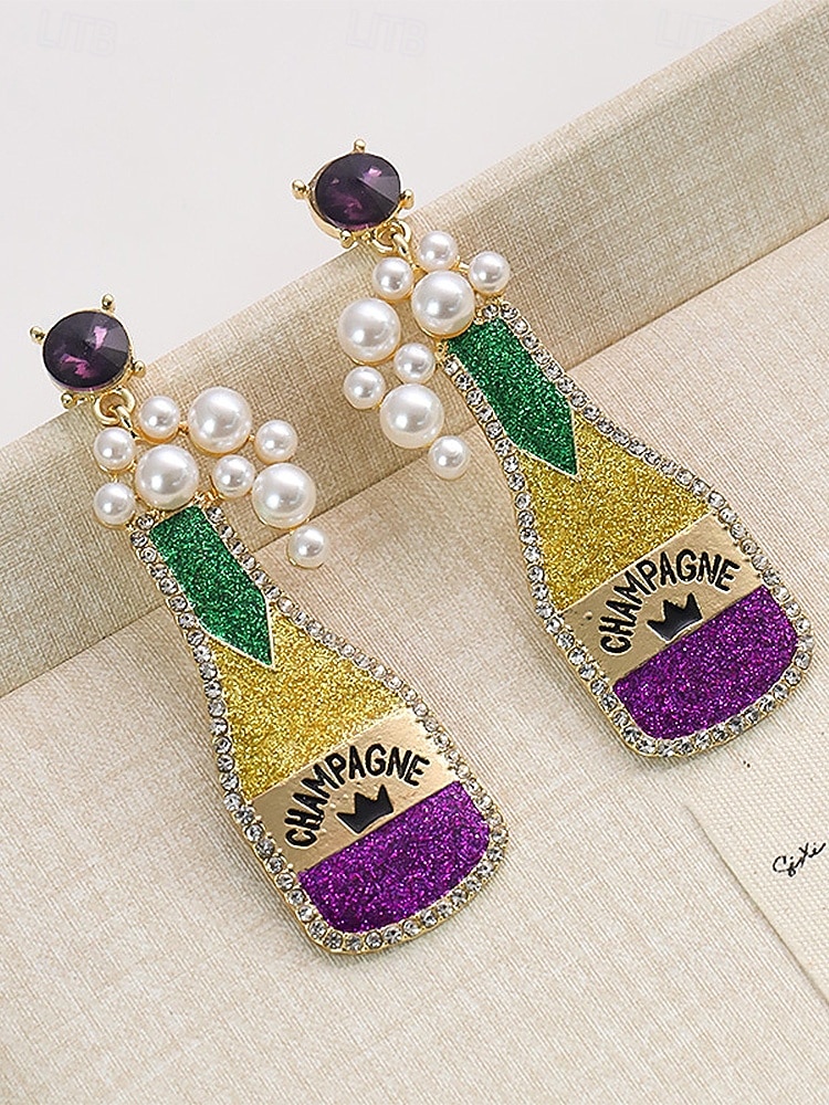 Dámské náušnice s motivem Mardi Gras – materiál slitina, k dispozici v různých designech, ideální pro oslavy a festivaly Mardi Gras 2026 - $7.99 –P7