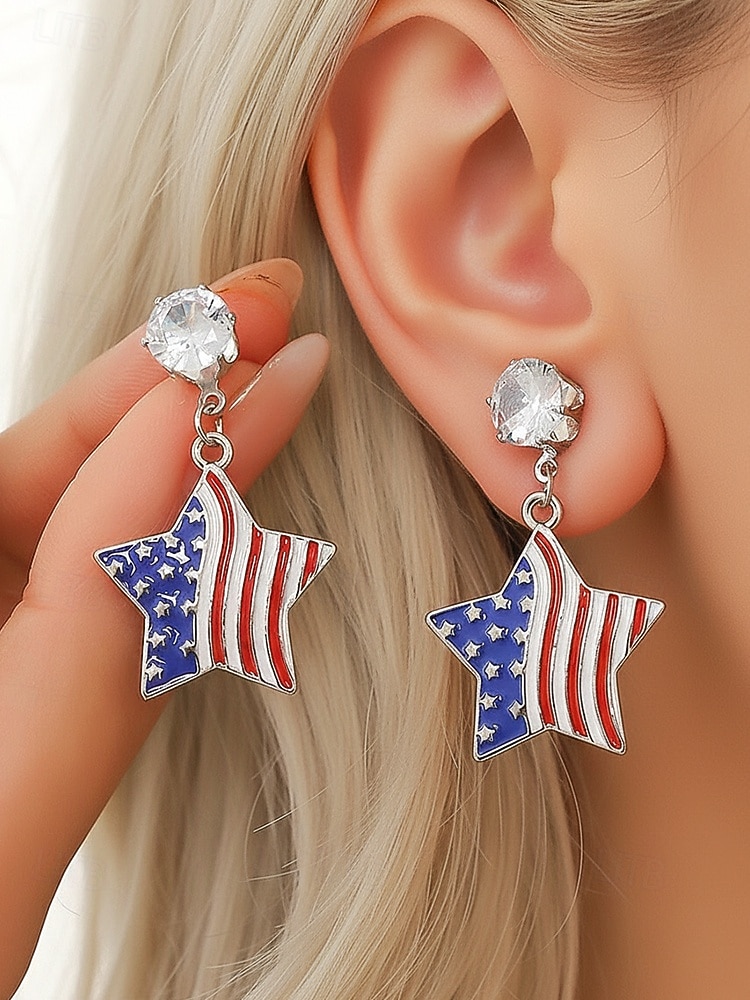 США 250-летие юбилейные женские серьги с американским флагом из сплава – несколько стилей – идеально для Дня независимости и праздников 2026 - $7.99 –P3