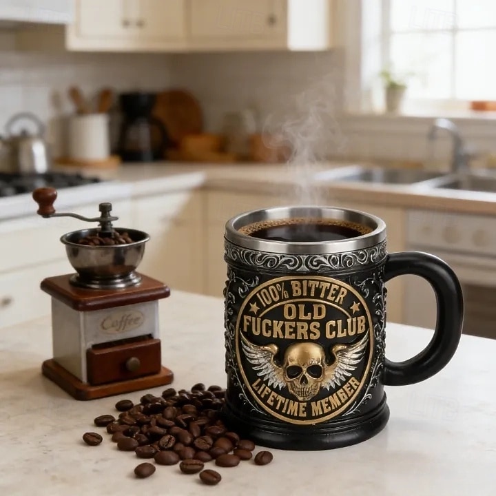 Taza de miembro vitalicio del Old F*ckers Club, taza de café de cerámica de 10 oz con diseño de esqueleto vintage, artículos para beber con humor atrevido para uso diario, regalo de broma para 2026 - $25.99 –P8