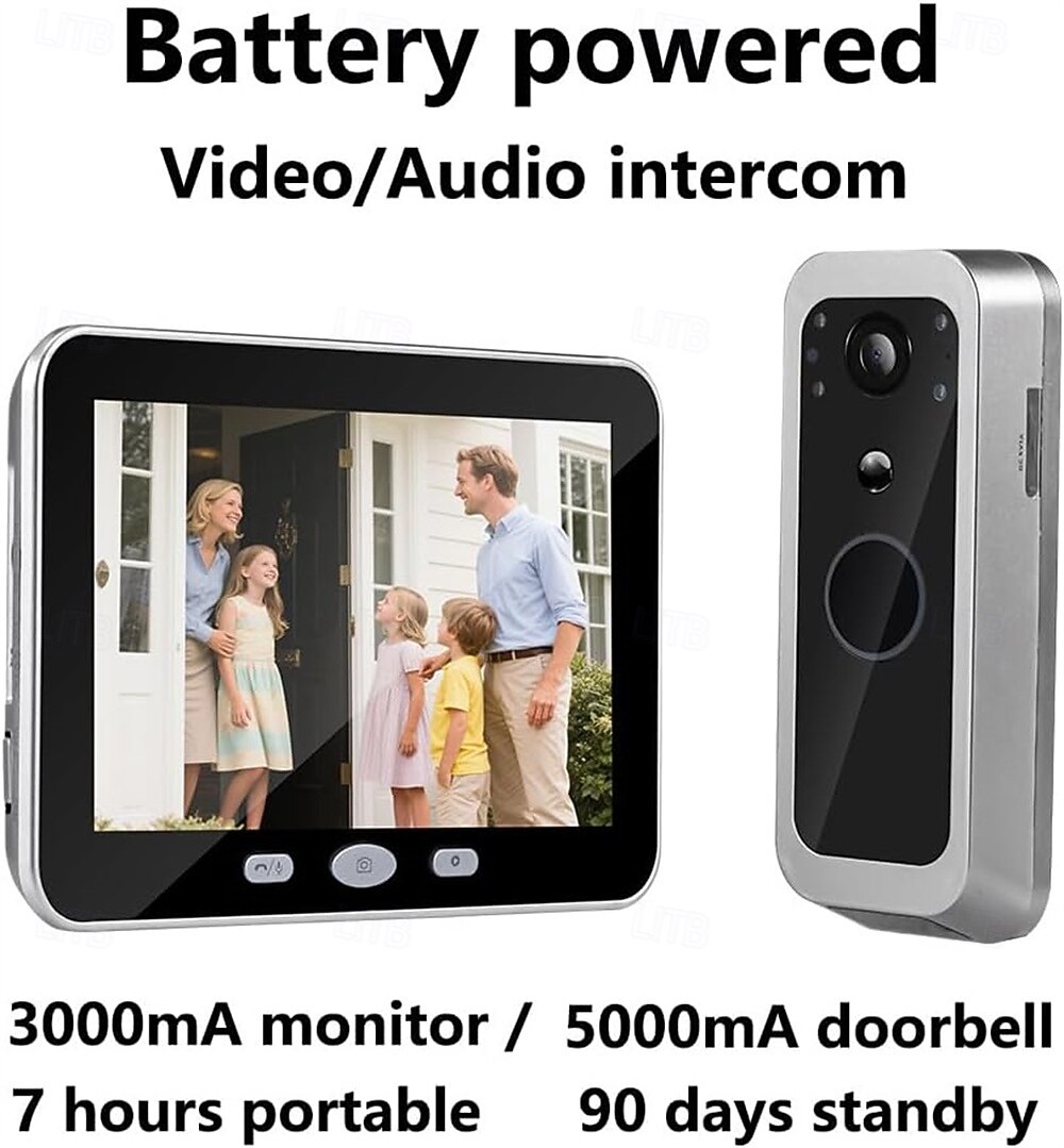 2026年 ポータブルモニター付きドアベルカメラ、アクティブ人間認識アラート、バッテリー駆動  コレクション – $134.99 –P4