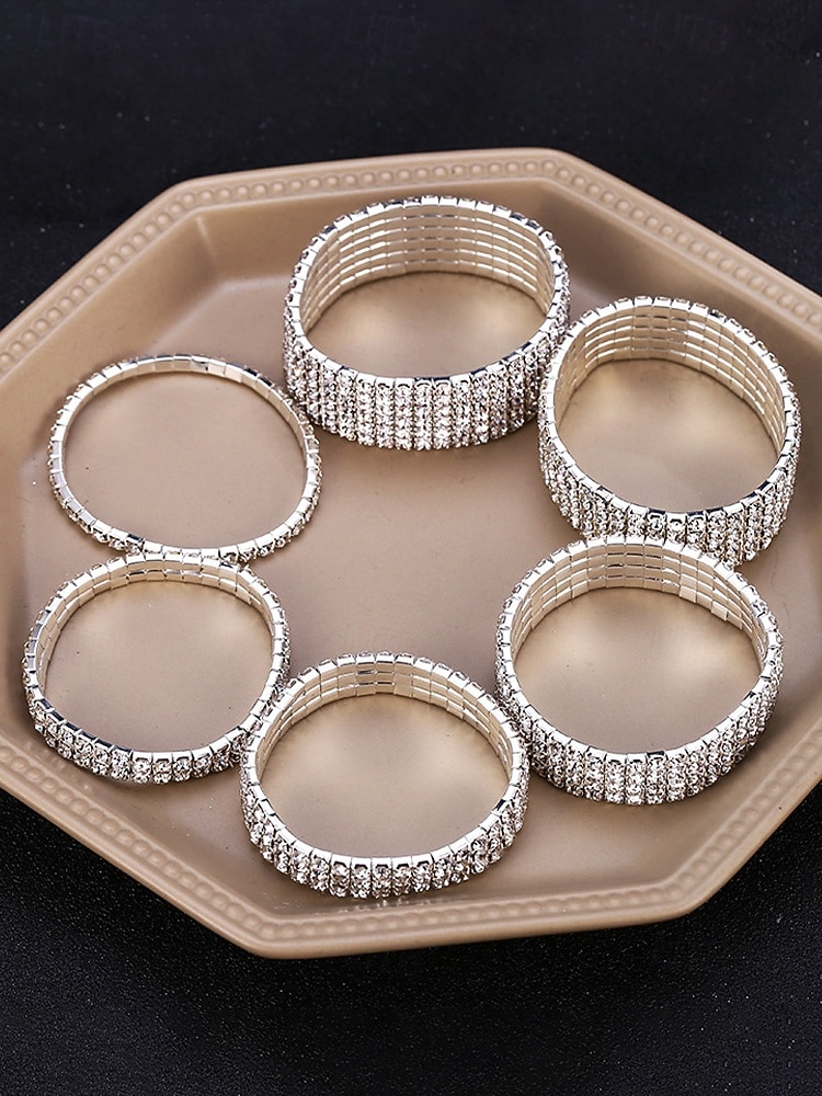 Dámský náramek na kotník s křišťálovými kamínky, materiál slitina s možností výběru šířky, elegantní třpytivý styl pro svatby, večírky, večerní akce a formální příležitosti 2026 - $7.99 –P6