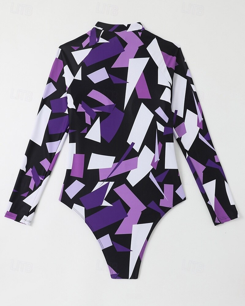 Γυναικεία Μεσαίου Πάχους Προστατευτικά Προστατευτικά Ονόματος One Pieces Rash Guards Μαγιό Γεωμετρικό Κουμπώσου Προστασία UV Ελαστικό Μακρυμάνικο Μαγιό Κορμάκι Σέρφινγκ Καταδύσεις Κολύμβηση Καλοκαίρι 2026 - $23.99 –P14
