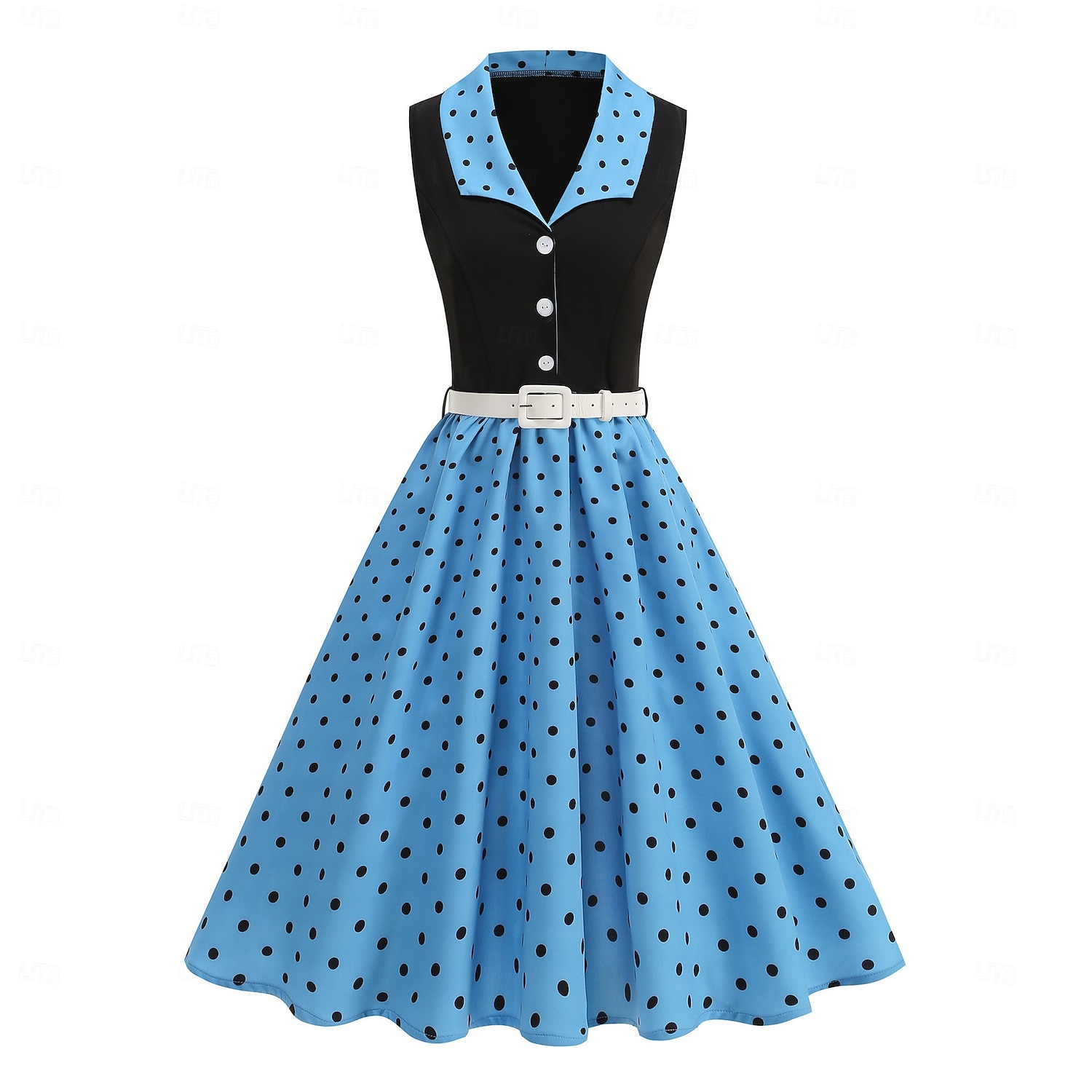 1950-luku Retro / vintage rockabilly Keskipäivä Swing -mekko Flare mekko Hihaton Pistekuvio Muotoonommeltu Keinu Naamiaispuku Naisten Karnevaali Ystävänpäivä Naamiaiset Loma Arkikäyttö Tyttöjen 2026 - $41.99 –P4