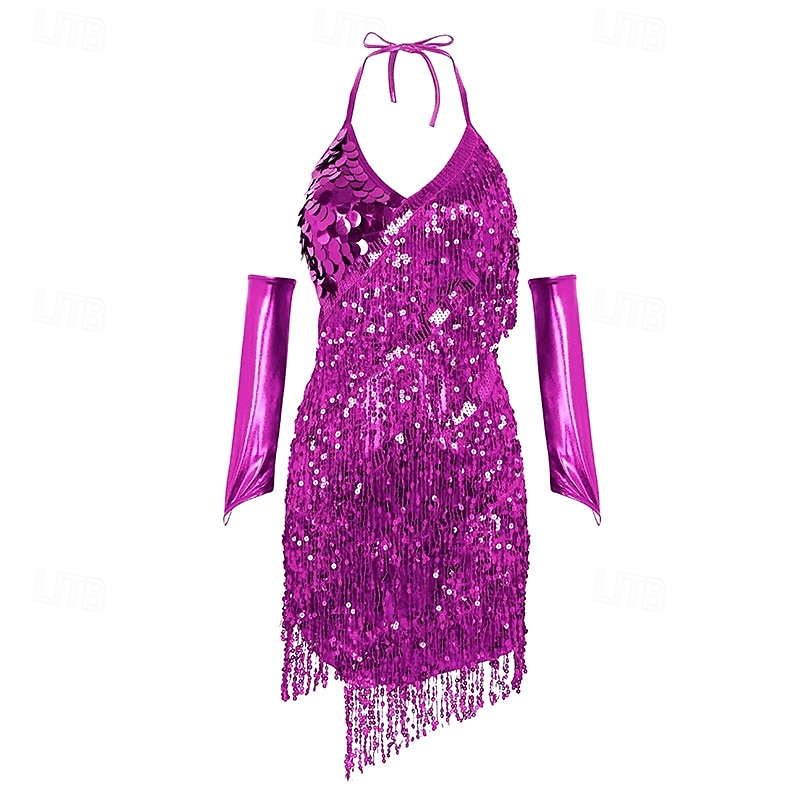 Vestito da performance samba con frange di paillettes per la festa di danza latina del 2026 a $31.99 –P4