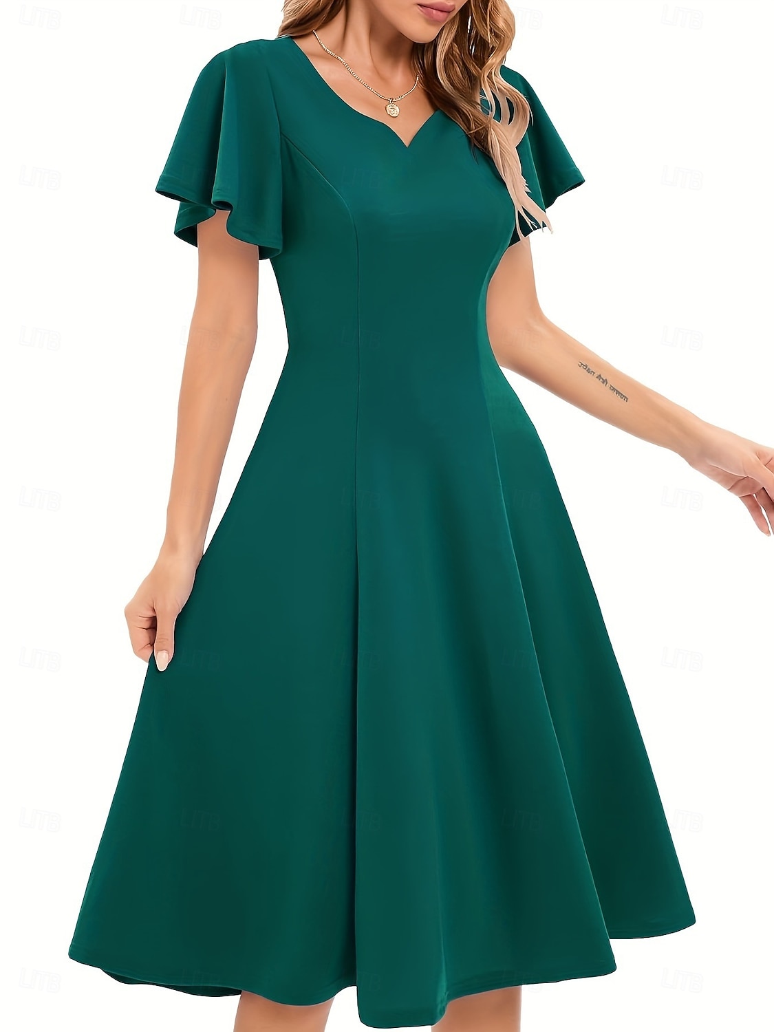Elegant كلاسيكي 1950-tallet Middag A-linje kjole Swing kjole Flare kjole Korte ermer A-linje Kostyme Dame Karneval Valentinsdag Maskerade Feriereise Maskerade Utdrikningslag Voksne Kjole Vår sommer 2026 - $53.99 –P5
