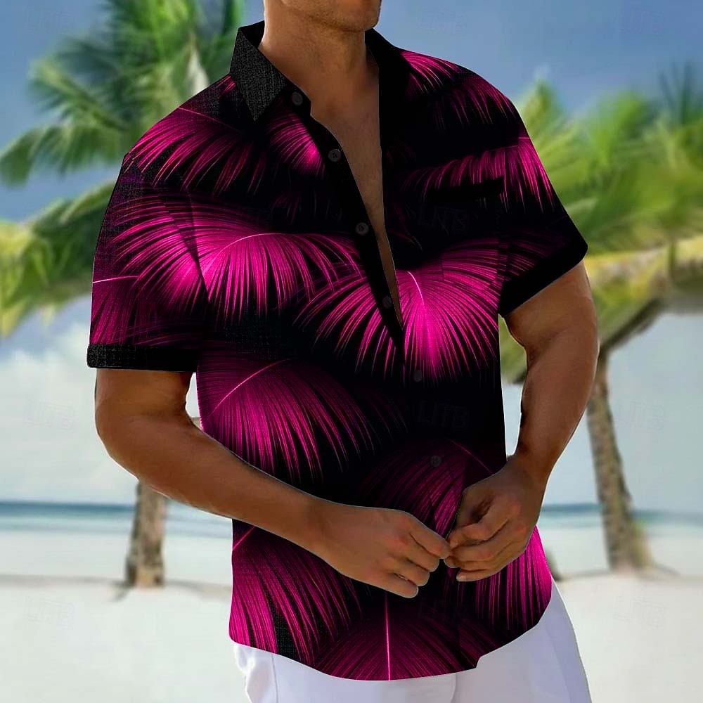 Per uomo Foglia di palma Piante Tropicali Camicia Camicie hawaiane Camicia Aloha Manica Corta Hawaiano Vacanza Ferie Estate Collo ripiegato Stampa 3D Una tasca anteriore Camicia tipo lino Blu Viola del 2026 a $25.99 –P3