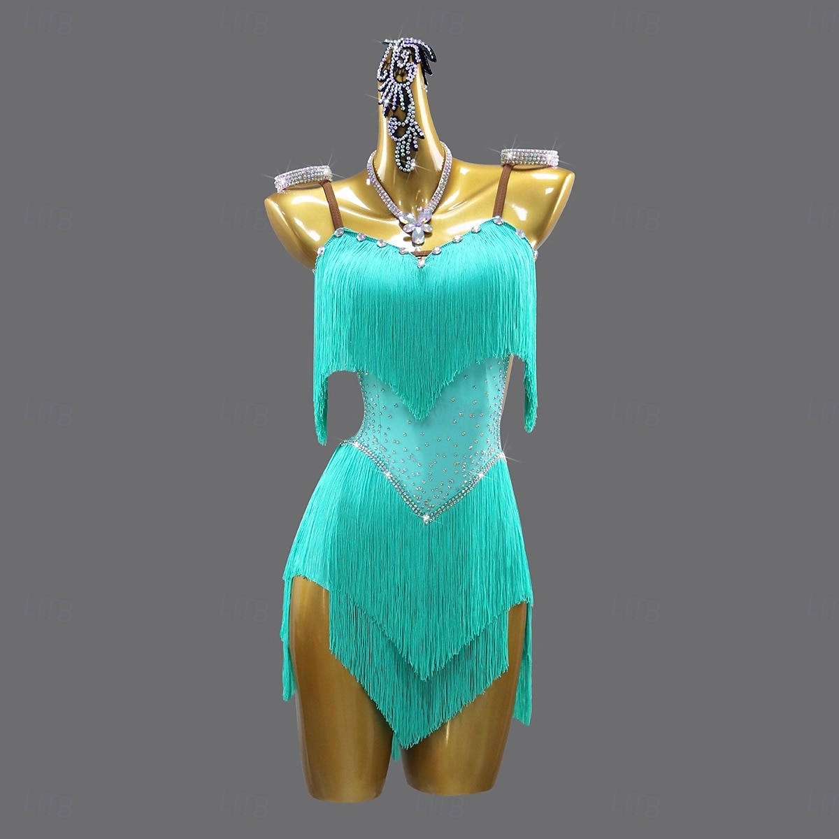 שמלת ריקוד לטיני עם ריינסטון ציצית לנשים ללא שרוולים בגדי ריקוד רומבה סלסה 2026 - $175.99 –P1