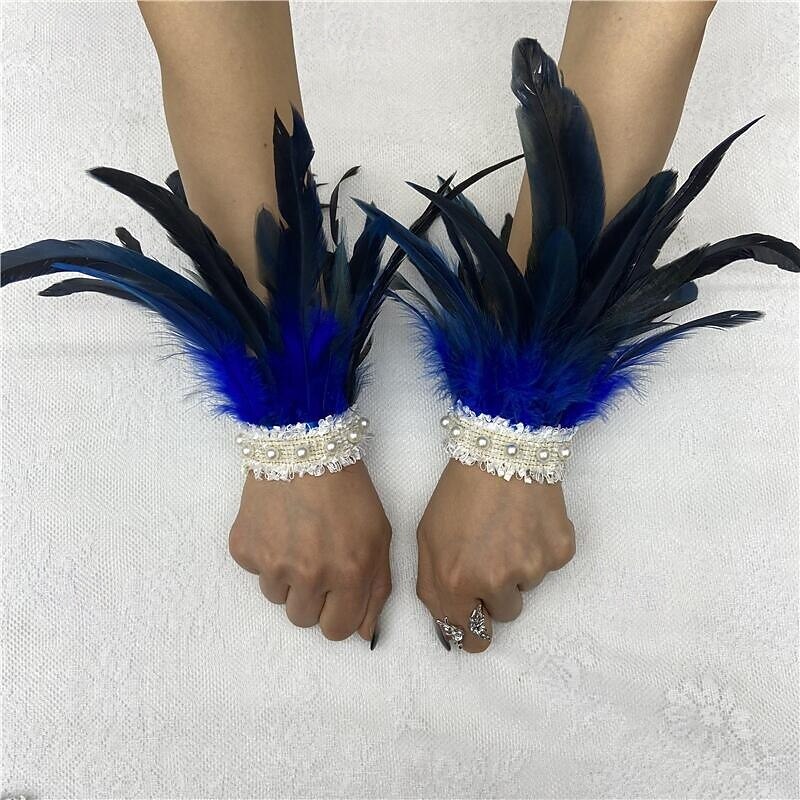 Carnaval 2026 Rio Carnaval Szamba Kiegészítők női zöld tollas csuklópántok fehér gyöngy csipkével Brazíliai Fesztivál Előadói Jelmez 2026 - $9.99 –P12