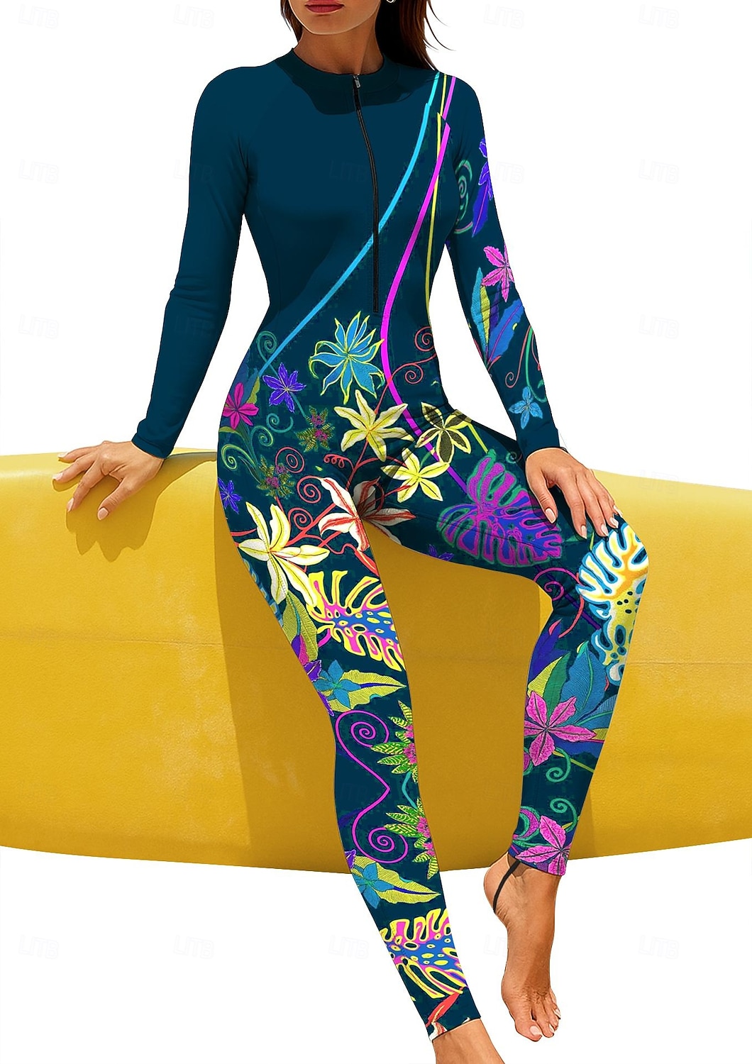 2026年 女性用 レギュラー ラッシュガード フルボディラッシュガード 水着 花 トロピカル風 カラーブロッキング 内蔵ブラ付き フロントファスナー UVサンプロテクション UPF50+ 伸縮性 フルボディー スイムウェア サーフィン カヌー ビーチ 夏  コレクション – $49.99 –P6