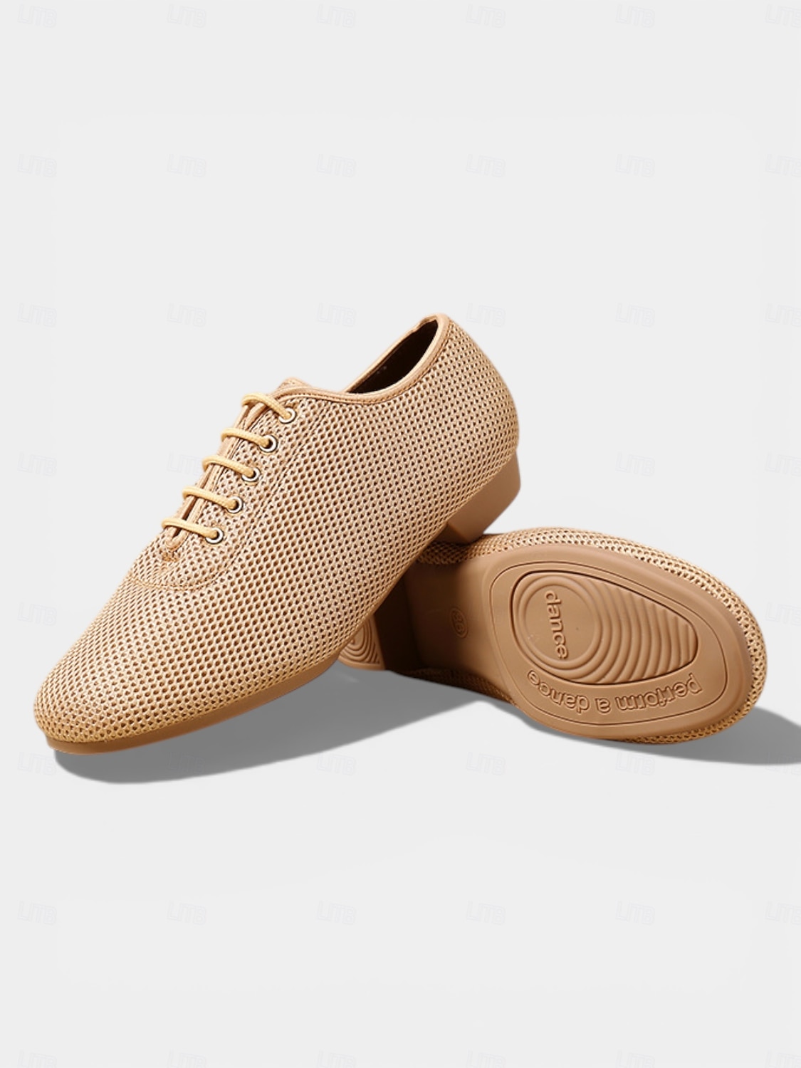 Professionele dansschoenen voor dames, gemaakt van nude mesh met veters, ademend en met een lage hak, geschikt voor ballroomdansen. &Latijns-Amerikaanse oefenschoenen voor studiotraining 2026 - $34.99 –P2
