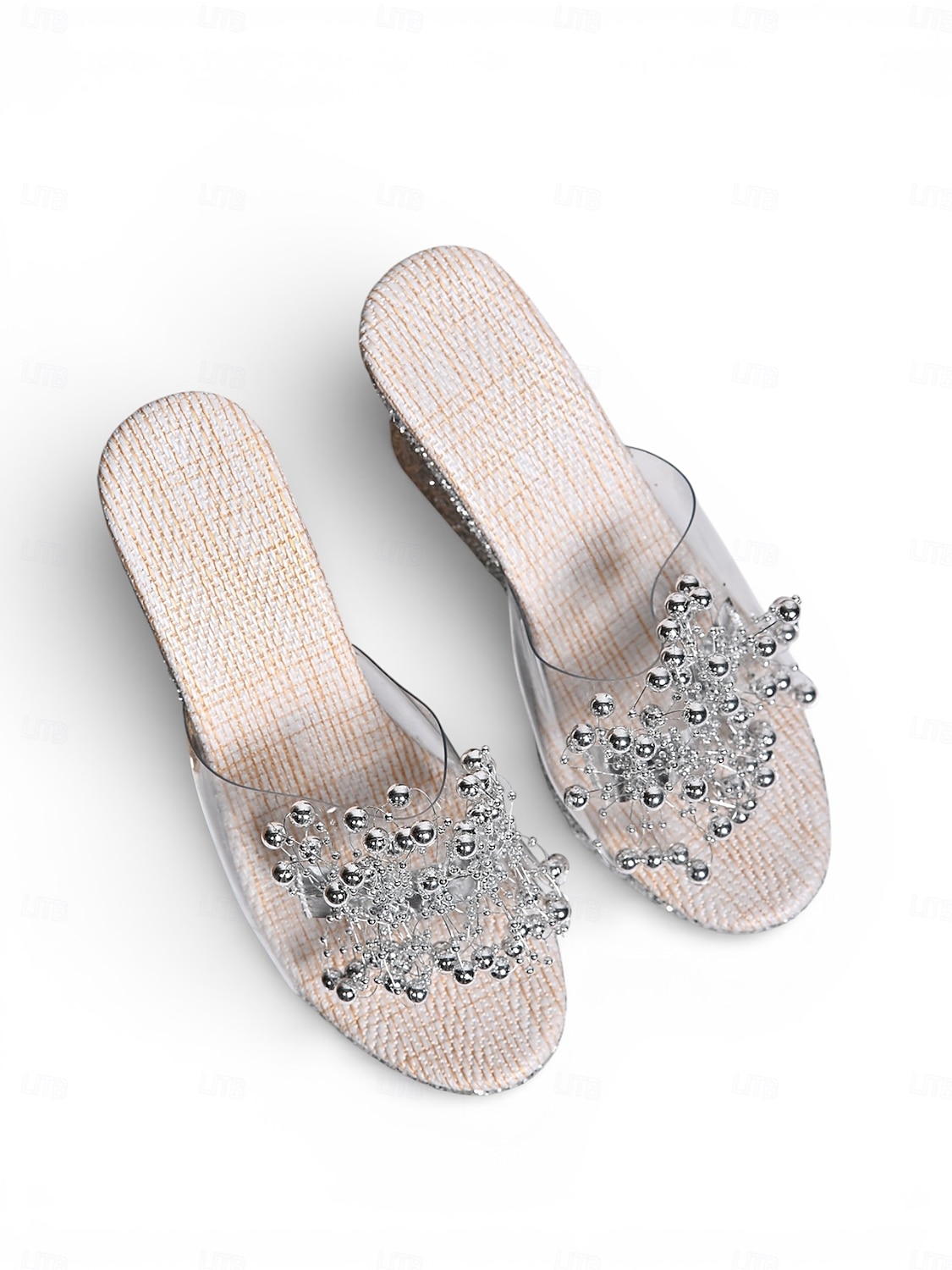 Sandale cu platformă argintie pentru femei, cu sclipici și fundă de cristal, pentru o viață de noapte plină de farmec &pantofi de după petrecerea de nuntă 2026 - $34.99 –P5