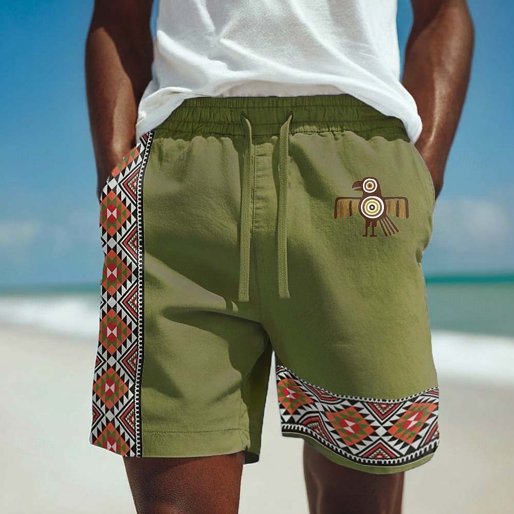 Voor heren Aztec Etnisch Dondervogel Korte broek Casual korte broek Katoenen shorts Medium Taille Vintage Retro Vakantie Dagelijks gebruik Feestdagen Zijzakken Elastische tailleband met trekkoord 2026 - $25.99 –P1