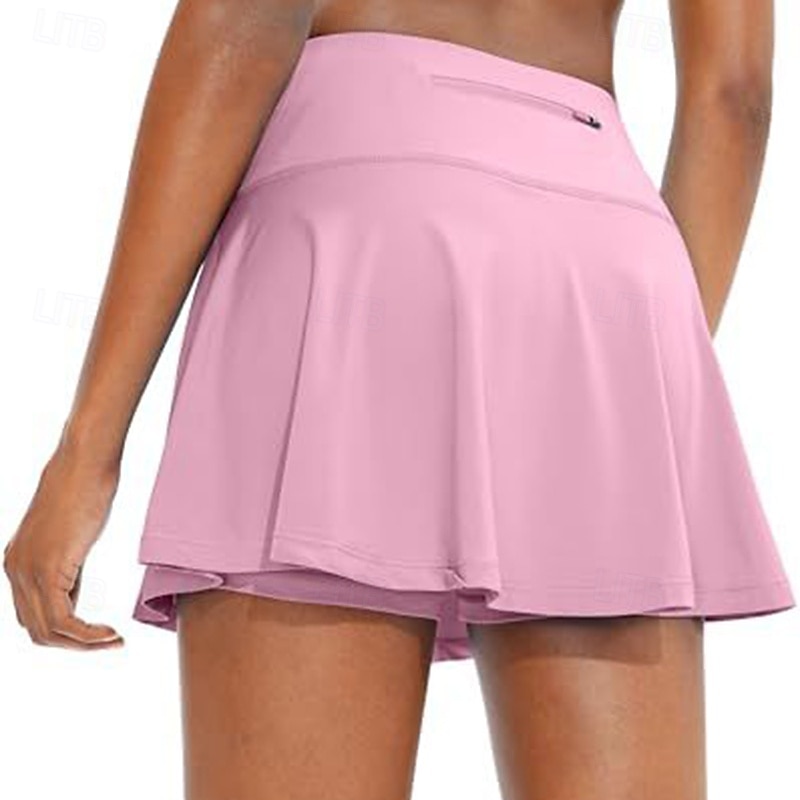 Femmes Couleur Unie Jupe décontractée Jupe-short de tennis Jupes de tennis avec shorts Avec Poches Séchage Rapide Respirant Course Fitness Yoga Jupe Jupe-short Blanche Noir Rose Vêtements de tennis de 2026 ? $21.99 –P5