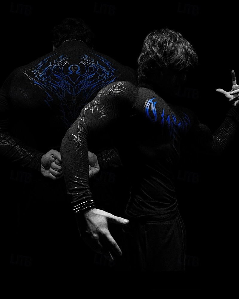 Ανδρικά Αφηρημένο Tricou de Alergat Μπλούζα συμπίεσης Άνοιξη Φθινόπωρο Μακρυμάνικο Γρήγορο Στέγνωμα Συμπίεση Ύγρανση Γυμναστήριο προπόνηση Ενεργή εκπαίδευση Ασκηση Θαλασσί Μαύρο Λευκό ΑΘΛΗΤΙΚΑ ΡΟΥΧΑ 2026 - $27.99 –P3