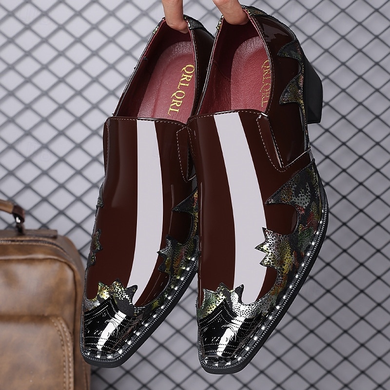 scarpe da sposa artistiche in similpelle da uomo – stampa coccodrillo nera e multicolore con dettagli unici, scarpe audaci e creative per matrimoni ed eventi speciali del 2026 a $79.99 –P8