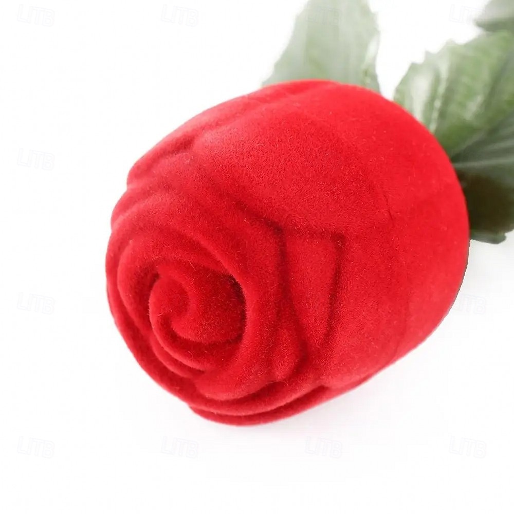 1PC Flocked Rose Ring Box Long Root Rose Creative Red Rose Flower Ring Display Box Proposal Engagement Anniversary Romantic Gift Box Wedding Jewelry Display Storage 2026 - $9.99 –P20