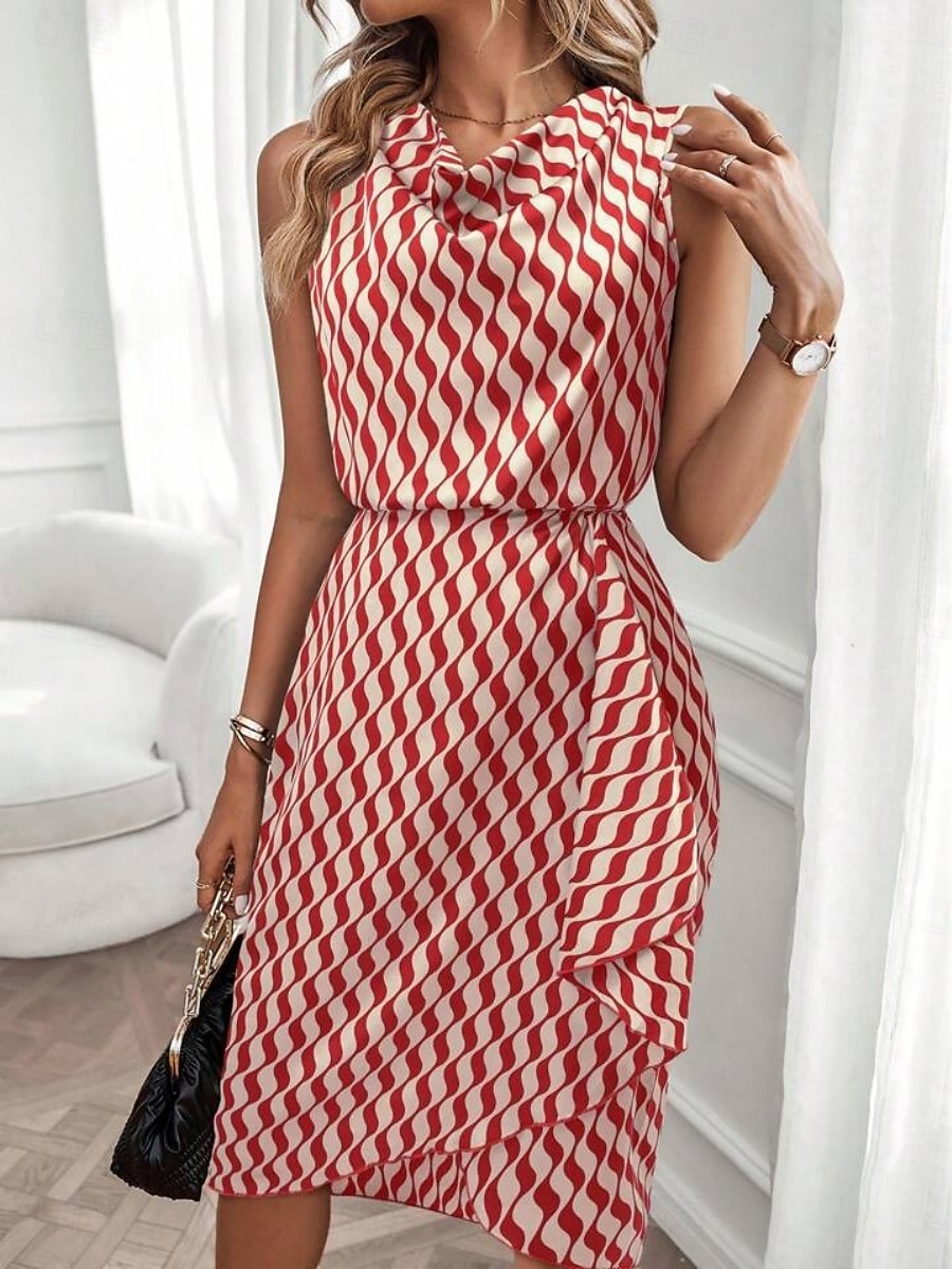 Γυναικεία Φόρεμα μέχρι το γόνατο Φόρεμα σε ευθεία γραμμή Φόρεμα με δέσιμο στα πλάγια Κομψό Μοντέρνα Καθημερινά ΕΞΩΤΕΡΙΚΟΥ ΧΩΡΟΥ Διακοπές Κανονικό Γεωμετρικό Αμάνικο Με σούρα στο λαιμό 2026 - $29.99 –P10