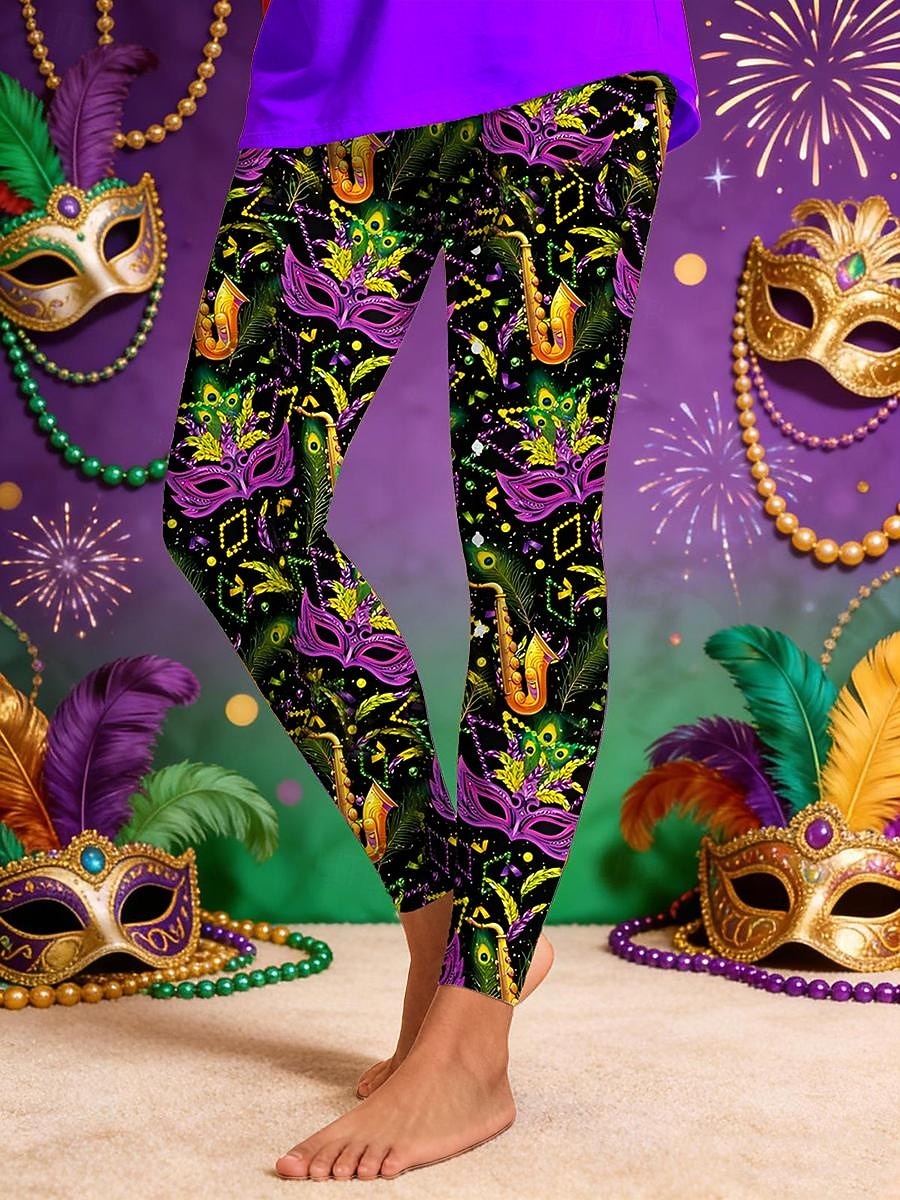 Dam Damasker Aktiv Semester Mode Fullängd Hög midjaPantsKarnival Grafisk Geometrisk Mönster Högt snitt Komfort Utomhus Bekväm Elastisk Semester Formell Gata Violett Svart Grön Sommar Vår Smal passform 2026 - $21.99 –P1