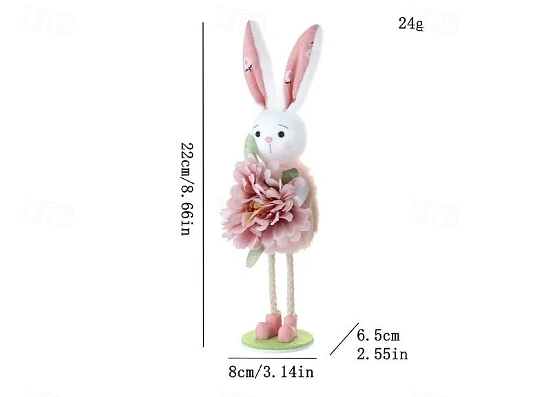 Easter Basket Stuffers Easter Bunny Decorations for Home, Handmade Standing Rabbit Figurines with Flowers, Cute Spring Easter Decor for Tiered Tray, Table, Shelf, Mantle 2026 - $17.99 –P4