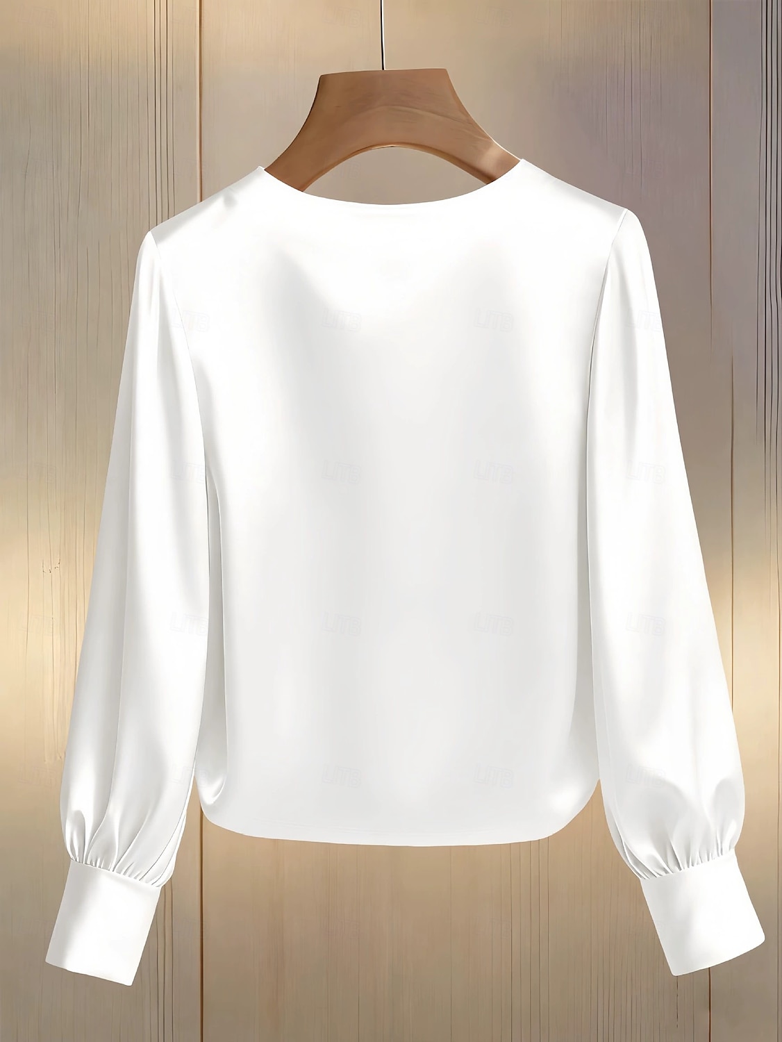 Mulheres Blusa Com Miçangas Côr Sólida Elegante à moda Manga Longa Gola Redonda Tops regulares Diário Trabalho Preto Branco Verde Damasco Primavera Outono de 2026 por $27.99 –P9
