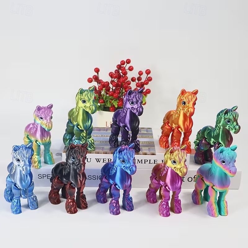 3D-printet hestestatue med bevegelige ledd, realistisk hestefigur med uttrykksfulle øyne &fluffy manke, utendørs kinesisk nyttårsdekorasjon, gave til hest som blir født i år, skrivebord &hyllepynt 2026 - $9.99 –P1