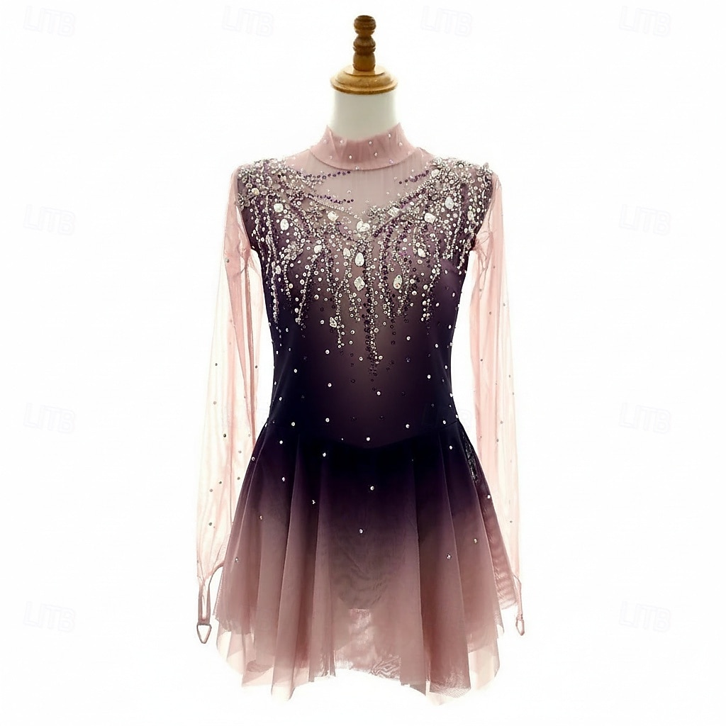Abito da pattinaggio artistico Per donna Pattinaggio sul ghiaccio Vestito Rosa scuro Patchwork Orlo asimmetrico Spandex Rete Alta elasticità Allenamento Competizione Vestiti da pattinaggio sul del 2026 a $280.29 –P1