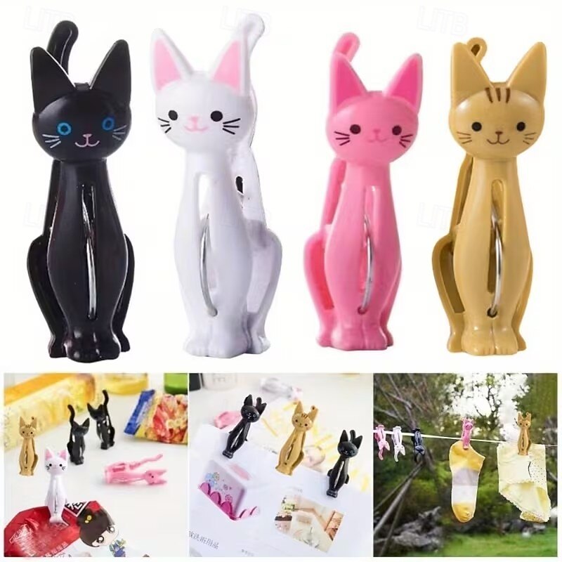 8 pinzas para la ropa con forma de gato, pinzas para almacenamiento de cocina, pinzas para papelería, pinzas para toallas de playa 2026 - $15.99 –P1