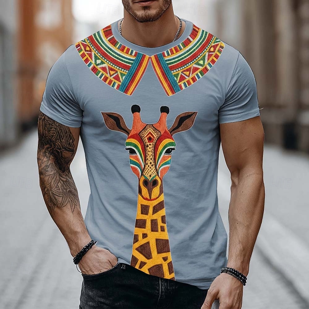 Voor heren Geometrisch T-shirt Korte mouw T-shirt 3D-afdrukken Strakke ronde hals Overhemd Modieus Etnisch Dagelijks Straat Zwart Groen Zomer Lente Kleding S M L XL XXL XXXL 2026 - $21.99 –P2