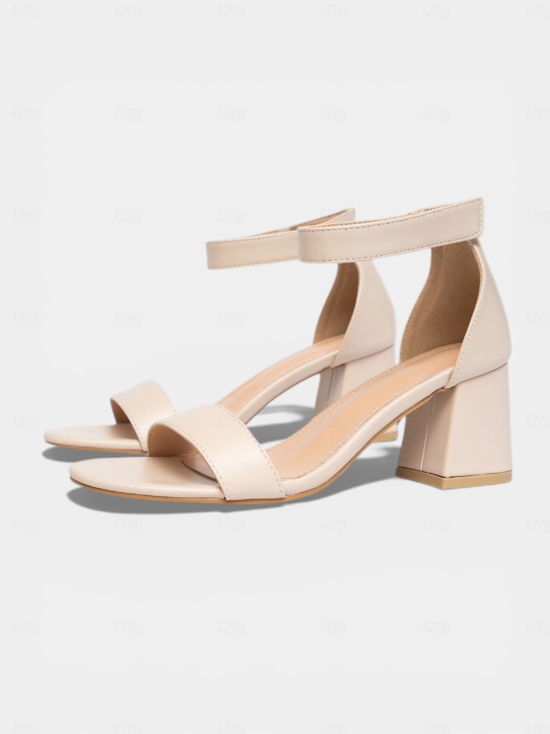 Ivoorwitte sandalen met blokhak voor dames, elegante bruidsmeisjesschoenen met enkelbandje voor bruiloften in luxe hotels. 2026 - $34.99 –P7