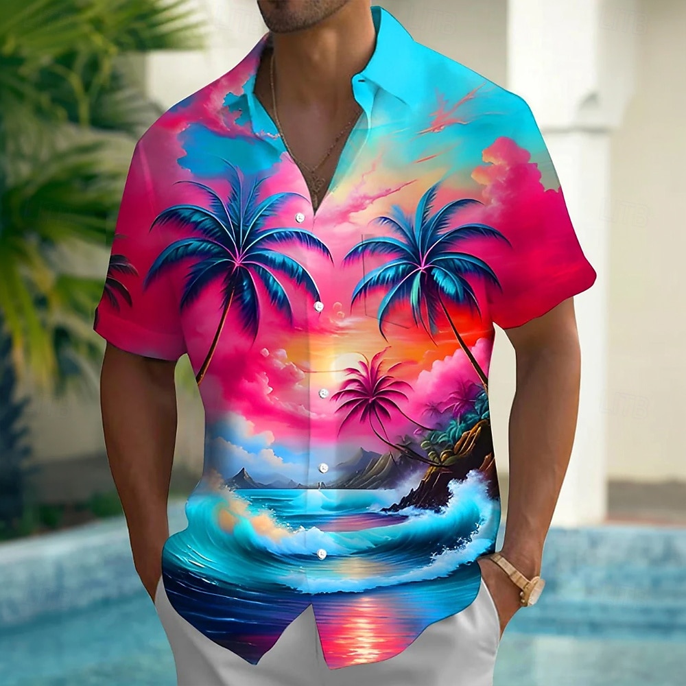 Homme Cocotier Nature et paysages Plantes Tropicales Chemise hawaïenne Chemise Boutonnée Chemise Aloha Manche Courte Hawaïen Occasionnel Vacances Été Printemps Col Rabattu Impression 3D chemises de 2026 ? $25.99 –P4