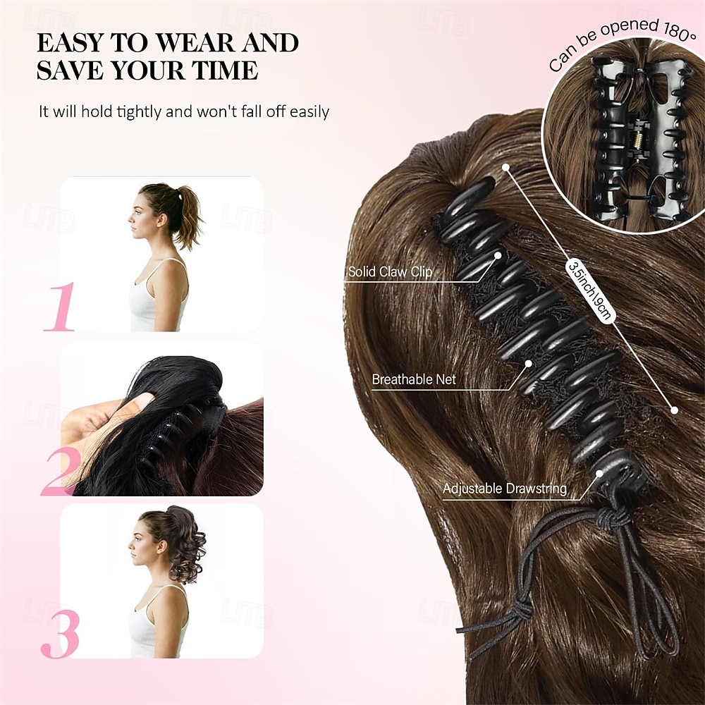 Clip on Ponytails for Women - 12 Inch Curly Ponytail Extension, Wavy Pony Tails Hair Extensions, Synthetic Hair Extensions Ponytail, Clip in Ponytail 2026 - $14.99 –P4