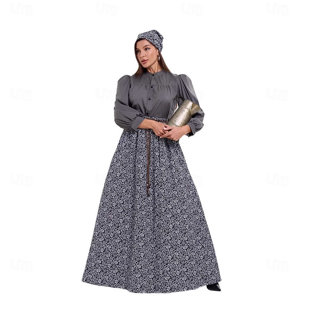 250th Anniversary USA 19th Century 1800s Floor Length Prairie Dress Bonnet and Apron Set Long Sleeves Pioneer Girl Colonial Pioneer Revolutionary War Costumes Floral Fancy Dress Women's Halloween 2026 - $46.99 –P5