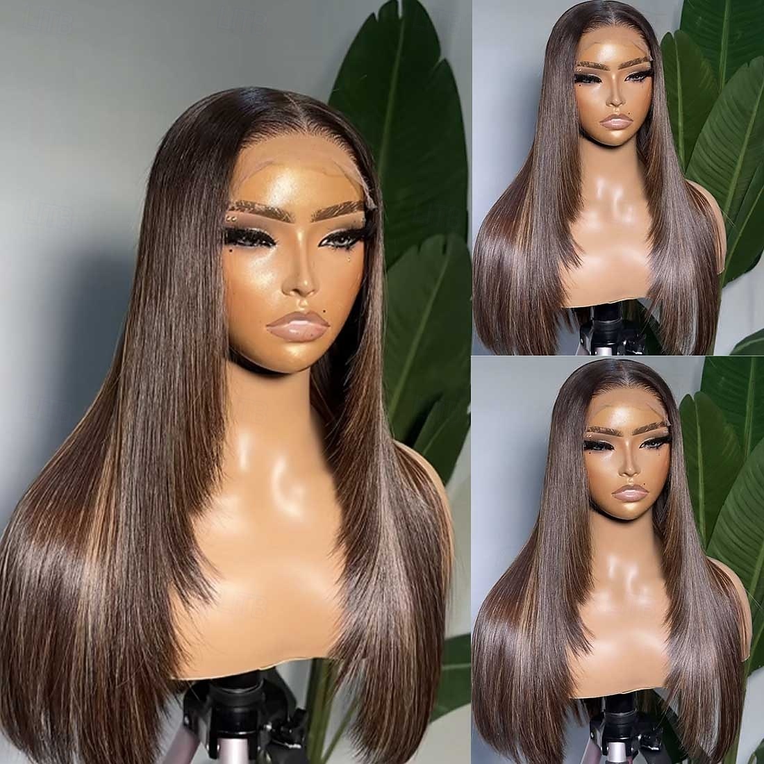 Human Hair 5x5 Closure 13x4 Lace Front Wig Free Part Layered Haircut Brazilian Hair Straight Brown Wig 150% 180% Density Ombre Hair Natural Hairline 100% Virgin Glueless Pre-Plucked For Women Long 2026 - $287.69 –P3