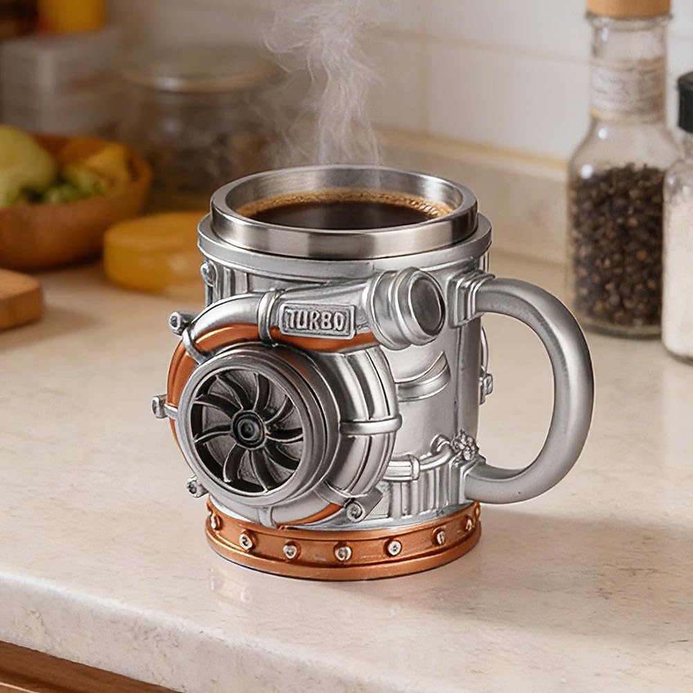 retro V8-moottorimuki, luovat turboahtimella varustetut mukit, uutuus 3D-mekaaninen kahvikuppi, ihanteellinen lahja autoharrastajille, mekaanikoille &vaihdelaatikot 2026 - $23.99 –P3