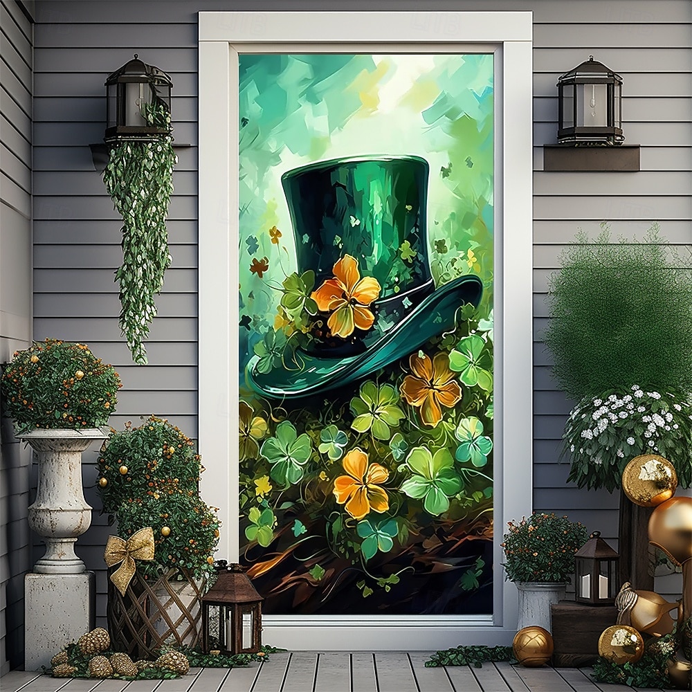 Dia de São Patrício Pôsteres Tampa da porta Banners externos Trevo Estilo bonito 3D Fantasia. De Festa Dorm Sala de Adolescentes Dormitório da faculdade Quarto de fraternidade da caverna masculina de 2026 por $17.99 –P5